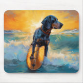 Bluetick Coonhound strand surfen schilderij  Muismat (Voorkant)