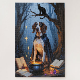 Bluetick Coonhound Whimsical Halloween Schilderij Legpuzzel