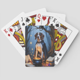 Bluetick Coonhound Whimsical Halloween Schilderij Pokerkaarten