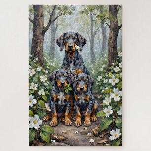 Bluetick Coonhound Woodland Bloom Kunst Legpuzzel