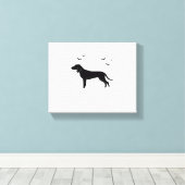 Bluetick Dog - Halloween Moon Silhouette Classic T Canvas Afdruk (Insitu (Houten vloer))