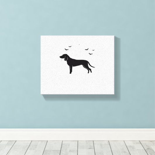 Bluetick Dog - Halloween Moon Silhouette Classic T Canvas Afdruk (Insitu (Houten vloer))