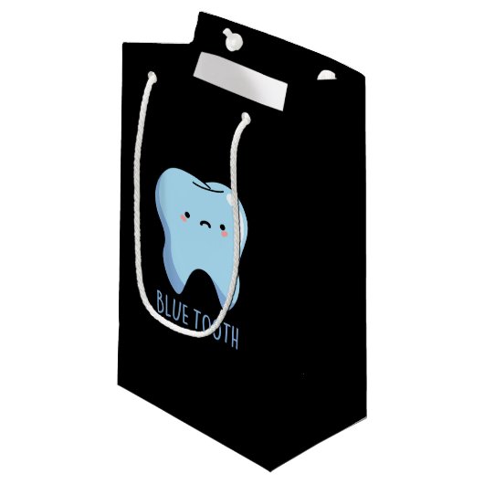 Bluetooth Funny Technical Blue Tooth Pun Dark BG Klein Cadeauzakje (Voorkant Gekanteld)