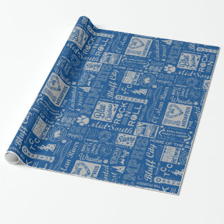 Bluff City Blue Kerstmis Cadeaupapier