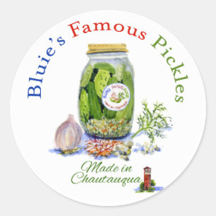 Bluie's beroemde pot van Pickles Ronde Sticker