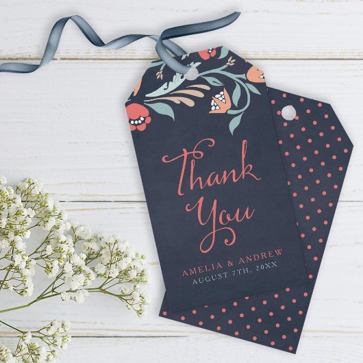 Bluish Chalkboard Floral bedankt Cadeaulabel