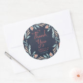 Bluish Chalkboard Floral Wedding Bedankt Ronde Sticker (Envelop)