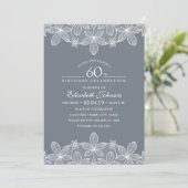 Bluish Grey 60th Birthday Party Creative Lace Kaart (Staand voorkant)