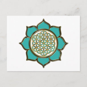 Blume des Lebens Lotus - türkis / transparant Briefkaart
