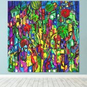 Blumen-Baum im Häusermeer. Canvas Afdruk (Insitu (Houten vloer))