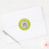 Blumen rot rosa | Fotoaufkleber grün Ronde Sticker (Envelop)
