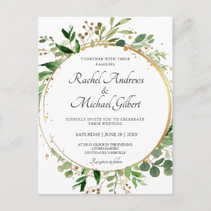 Blumenkreislauf Grünes Gold Hochzeit Einladung Briefkaart