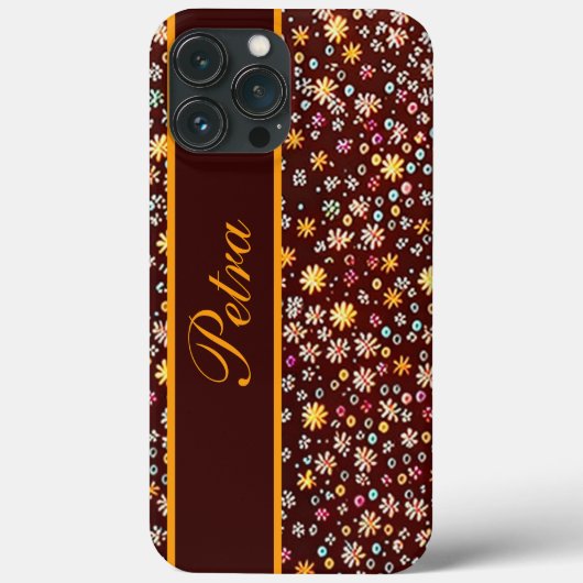 Blumenmuster braun orange Case-Mate iPhone case (Achterkant)