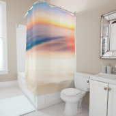 Blur tropisch zonsonderstrand met bokeh sun light douchegordijn (In situ)