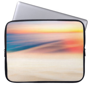 Blur tropisch zonsonderstrand met bokeh sun light laptop sleeve