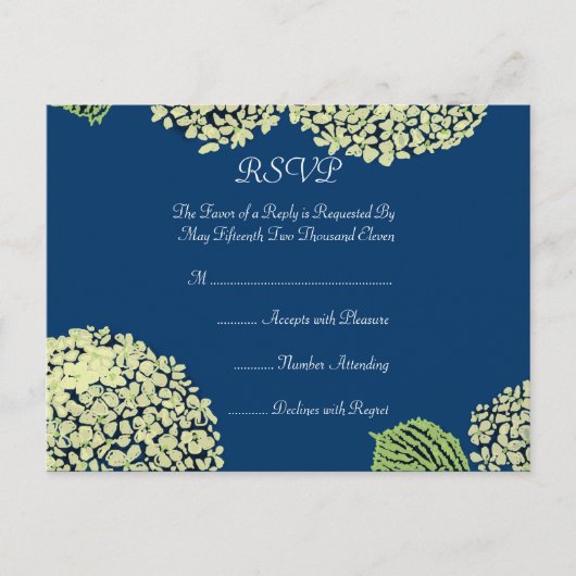 Blurberry Hydrangea RSVP Post Kaart (Voorkant)