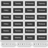 Blurbs. Dagen van de week - Mono Sticker (Voorkant)