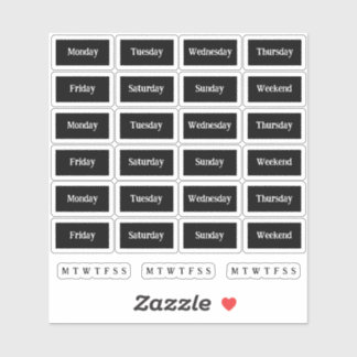 Blurbs. Dagen van de week - Mono Sticker