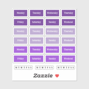 Blurbs. Dagen van de week - Paarse tinten Sticker