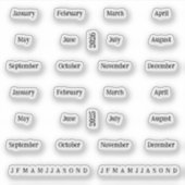 Blurbs. Maanden van het jaar 2025 2026 - transpara Sticker (Voorkant)