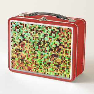 Blurred green en oranje kleine vierkantjes of tege