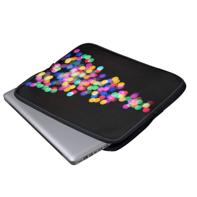 Blurred kerstlampjes laptop sleeve (Voorkant onderkant)