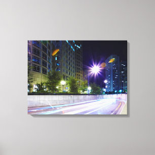 Blurred Traffic at Night Canvas Afdruk