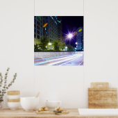 Blurred Traffic at Night Poster (Keuken)