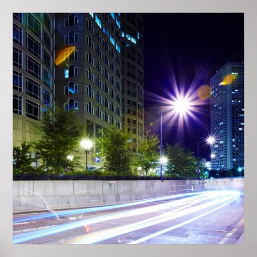 Blurred Traffic at Night Poster (Voorkant)