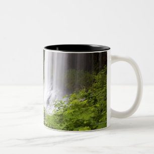 Blurred Waterfall en Forest Uitzicht in Oregon Tweekleurige Koffiemok