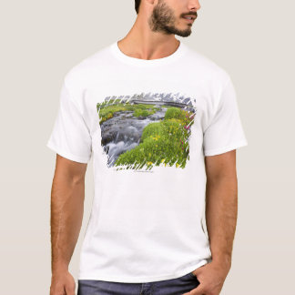 Blurry River met de geel-witte roze wilde bloemen T-shirt