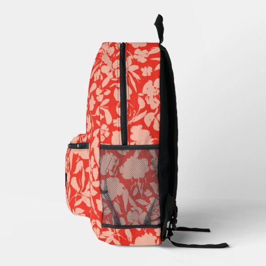 Blush abstract koraal bloempatroon bedrukte rugzak (Rechts)