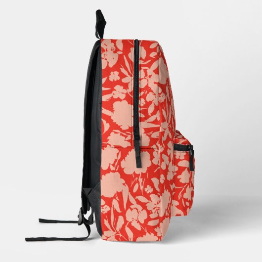 Blush abstract koraal bloempatroon bedrukte rugzak (Links)