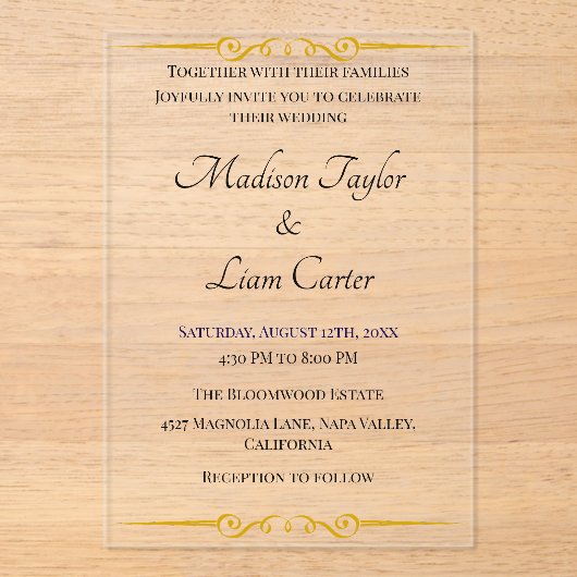 Blush acryl bruiloft uitnodiging eenvoudig acryl uitnodigingen (Voorkant)