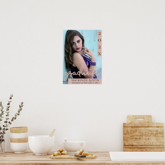 Blush Afstuderen | Moderne Script Photo Keepomwill Poster (Keuken)