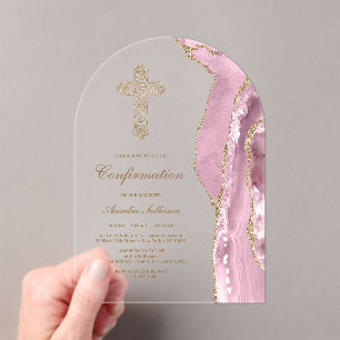 Blush Agate Bevestiging Acryl Uitnodigingen
