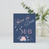 Blush and Blue bruiloft Save the Date briefkaarten (Staand voorkant)