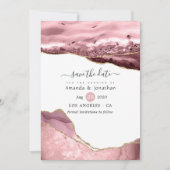 Blush and Gold Agate Wedding Save The Date (Voorkant)