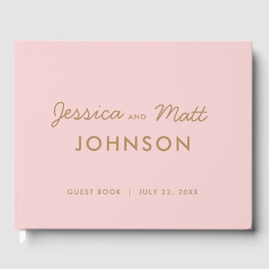 Blush and Gold Cute Livre d'invité Mariage moderne (Recto)