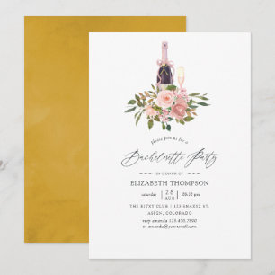 Blush and Gold Floral Bachelorette Party Kaart