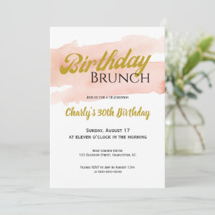 Blush and Gold Modern Brunch Celebration Kaart