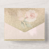 Blush and Gold Pampas Grass Wedding All In One Uitnodiging (Achterkant)