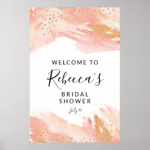 Blush and Gold Welcome Sign, Weddenschap & Showers Poster