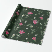 Blush and green kerstWaterverf Flowers Cadeaupapier (Uitgerold)