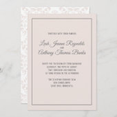 Blush and Grey Damask Elegant Formal Wedding Kaart (Voorkant / Achterkant)