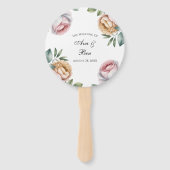 Blush and Ivory Rose Floral Wedding Handwaaier (Voorkant)