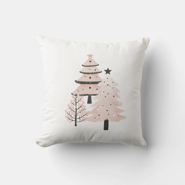 Blush and Neutral Christmas Tree Decorative Pillow Kussen (Voorkant)