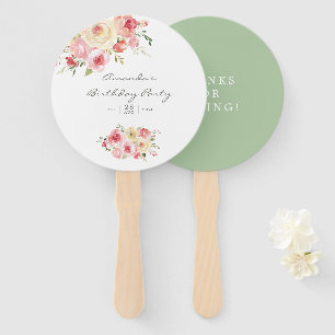 Blush and Sage Green Floral Birthday Party Handwaaier