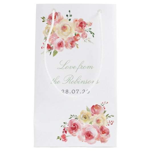 Blush and Sage Green Floral Weddenschap Bedankt Klein Cadeauzakje (Voorkant)