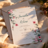 Blush and Sage Green Wedding Invitation Kaart